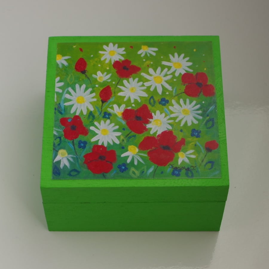Green Jewellery Box, Floral Art Storage Box