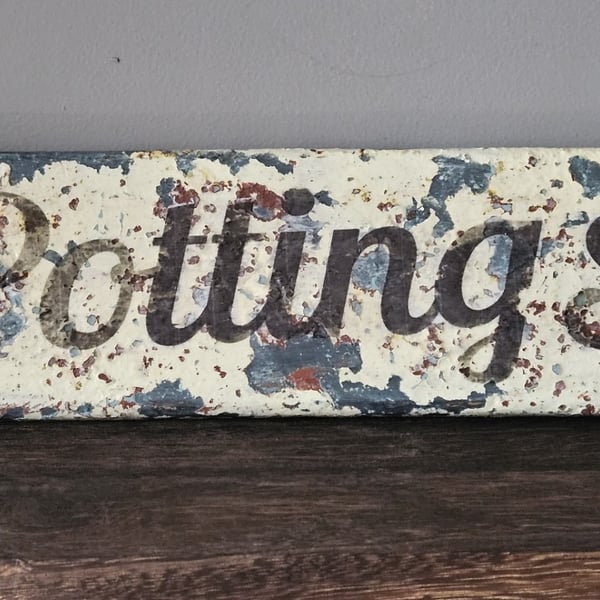 The Potting Shed - Distressed Paint Effect Reclaimed wood sign
