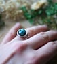 Resin and Abalone Shell adjustable Stainless Steel Silver Ring