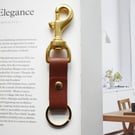 Leather Keyring with Brass Trigger Clip, Italian Vegetable-Tanned Leather