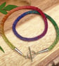 Rainbow necklace, ombré beaded rainbow jewellery, kumihimo beaded rainbow - Image 1