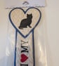 I Love my Cat Bookmark Handmade Embroidered 