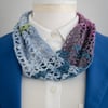 multicoloured crochet lace circle scarf