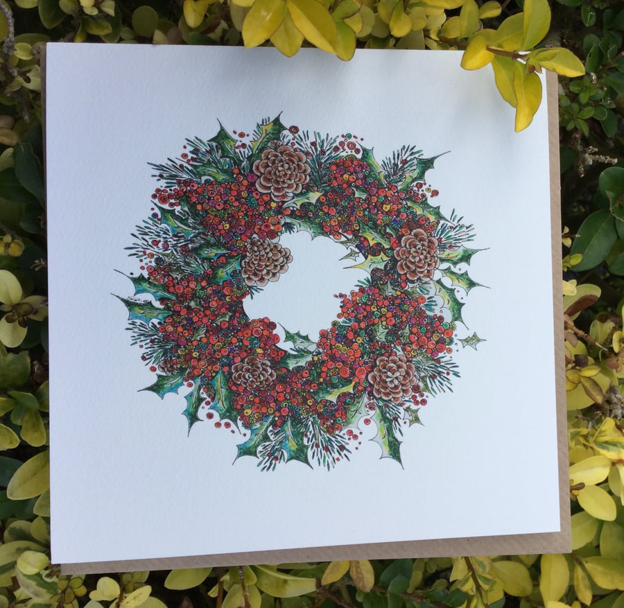 Beautiful Festive wreath greeting card OFFER