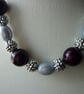 PLUM AND SILVER GREY NECKLACE.  531 - Image 3