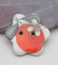 Small Orange Flower Ceramic Button