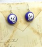 Skulls on purple fabric button dangle earrings -  Seconds Sunday - Image 7