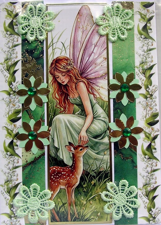 Fairy - Hand Crafted Decoupage Greeting Card - Blank - 3328