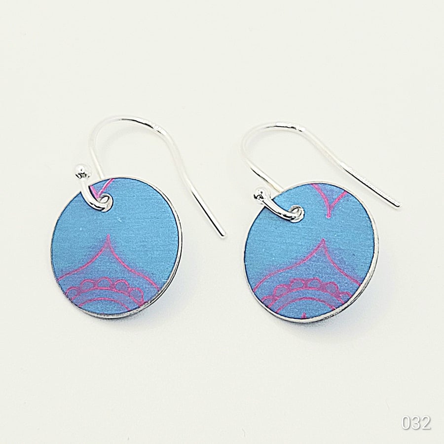 032 - Handmade Aluminium and Silver Reversible Earrings