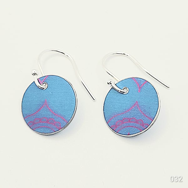 032 - Handmade Aluminium and Silver Reversible Earrings