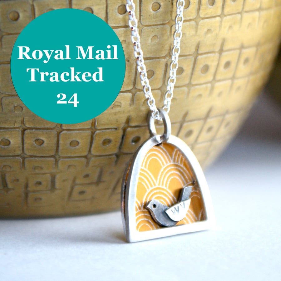 Tweet necklace mustard - NEXT DAY DELIVERY