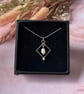 Silver Square & Pearl Pendant on 18" Ball Chain - Handmade - Image 6
