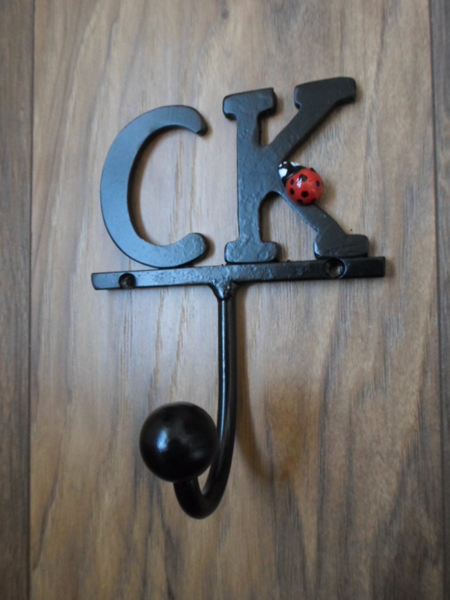 Lettered Coat Hook.........Wrought Iron (Forged Steel) Custom Made. Ladybird