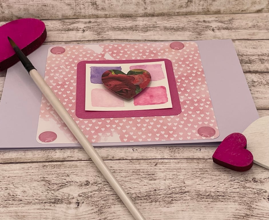 Romantic card with watercolour elements