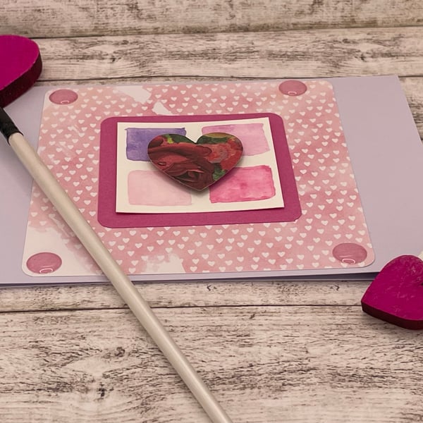 Romantic card with watercolour elements