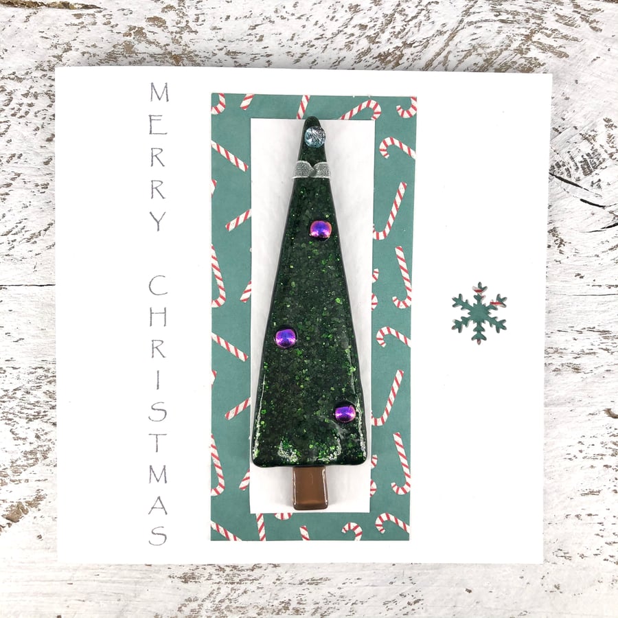 Christmas Card with Detachable Glass Tree Decoration 