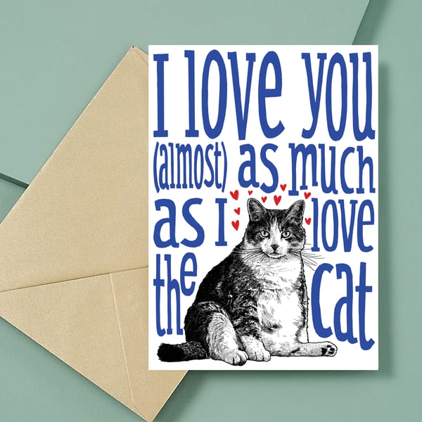 Illustrated Cat Love Valentines Card