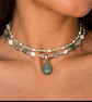 Green Aventurine, Moonstone and Labradorite Choker Necklace
