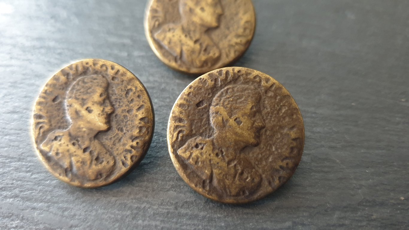78 inch 22mm Antique Brass Buttons Coin design LAST 4 pieces