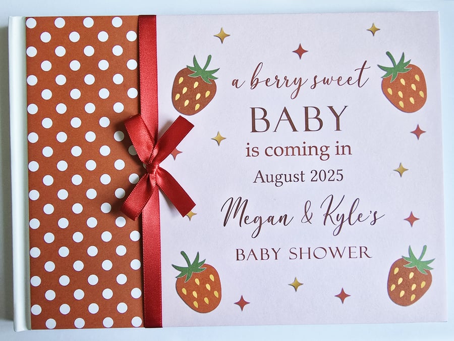 Strawberry Baby Shower Guest book, Girl's Berry baby shower guest book, gift