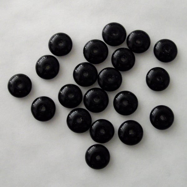 20 x Black Glass Beads