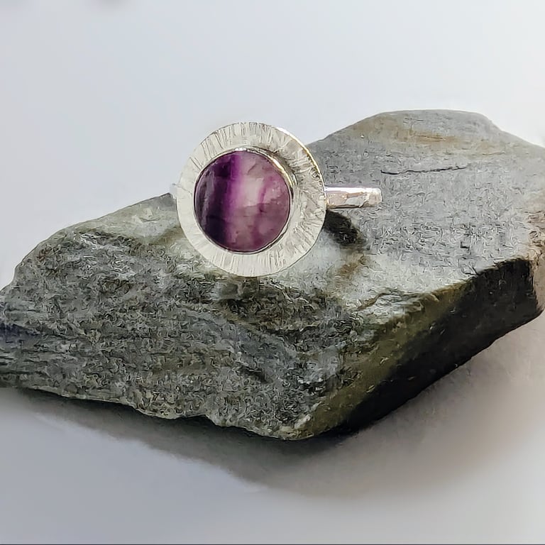 STERLING SILVER Fluorite Ring, Handmade Urban Jewellery