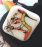 HANDMADE FUSED DICHROIC GLASS 'STILETTO' BROOCH.