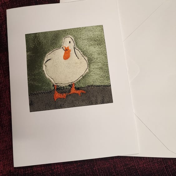 Card with embroidered, applique Duck