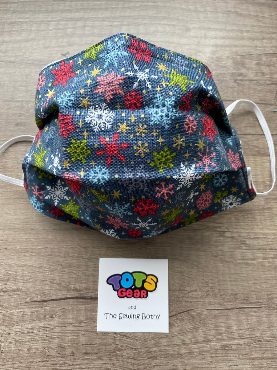 Grey Christmas Snowflake Face Mask