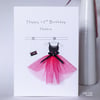 13th, 16th, 18th Birthday Card, Pink and black party dress, handmade