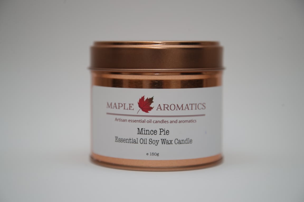 Maple Aromatics Mince Pie Soy Wax Rose Gold 150g Candle Tin