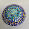 Hand painted purple and turquoise mandala stone