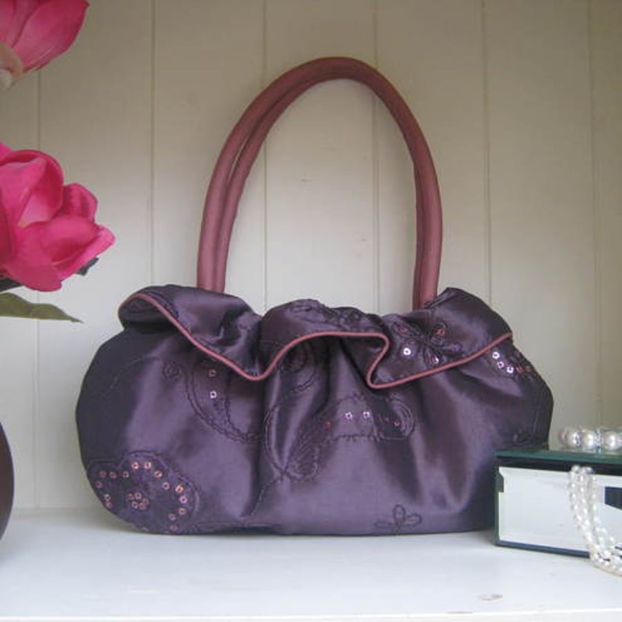  Dusky Pink Tafetta Handbag