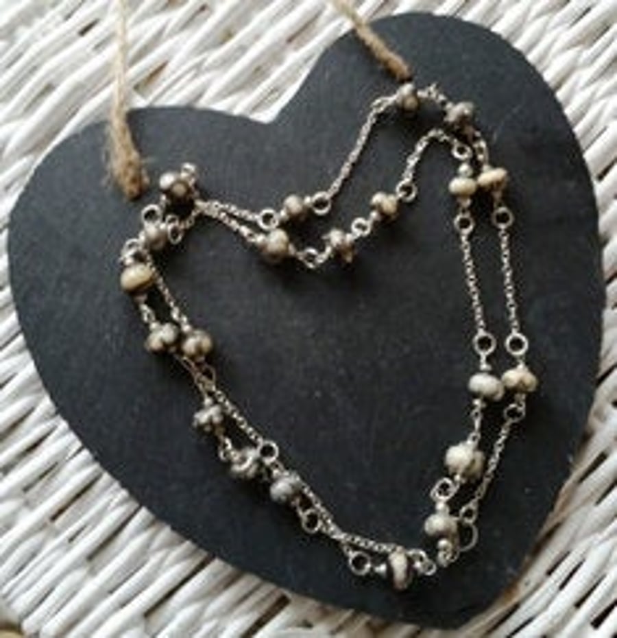 Silver and Shades of Grey Beaded Necklace