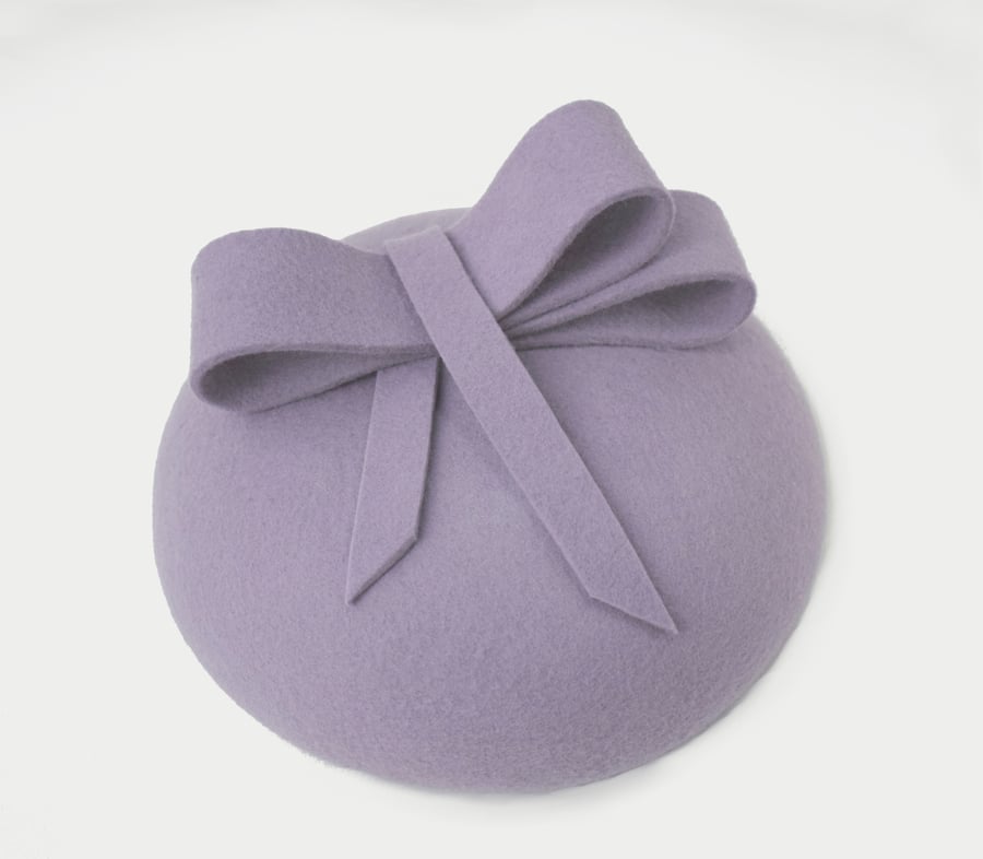 BESSIE Lilac Felt Cocktail Hat - Womens Wedding Hat, Winter Wedding
