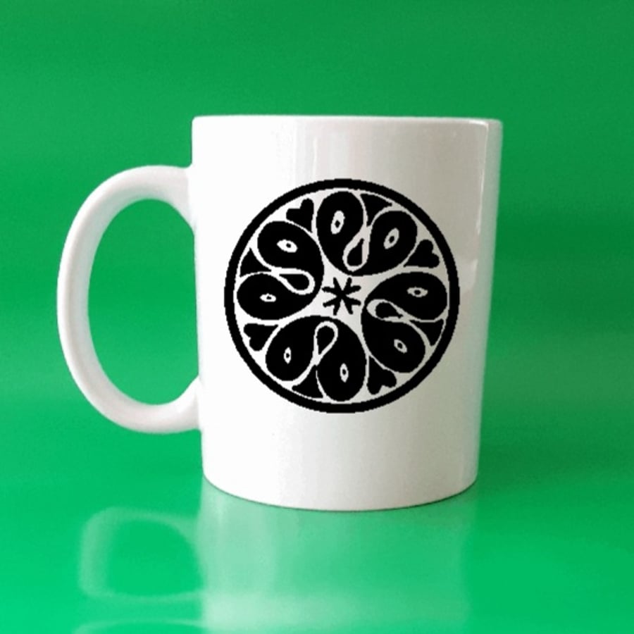 Heart mandala motif coffee Mug, Personalised, ceramic, gifts for women, for men