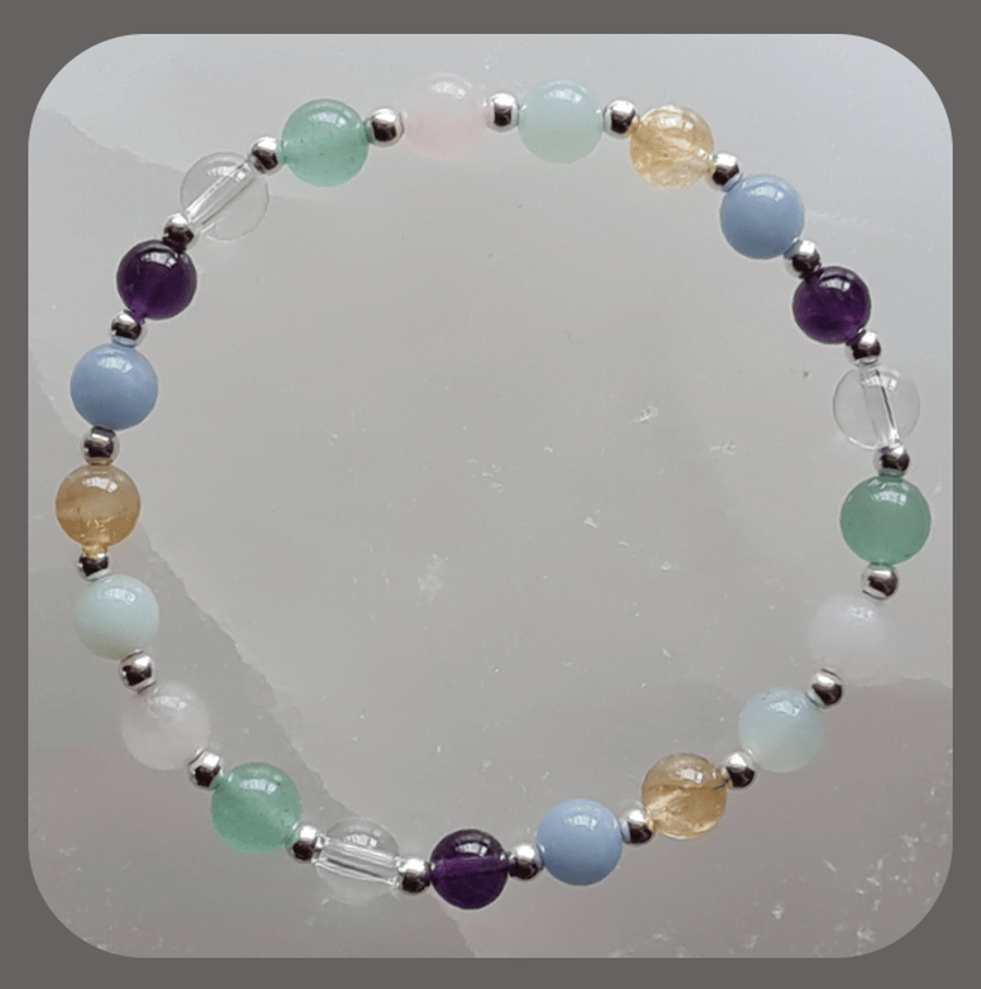 One day at a time, Calm, Healing Crystal and sterling silver bracelet