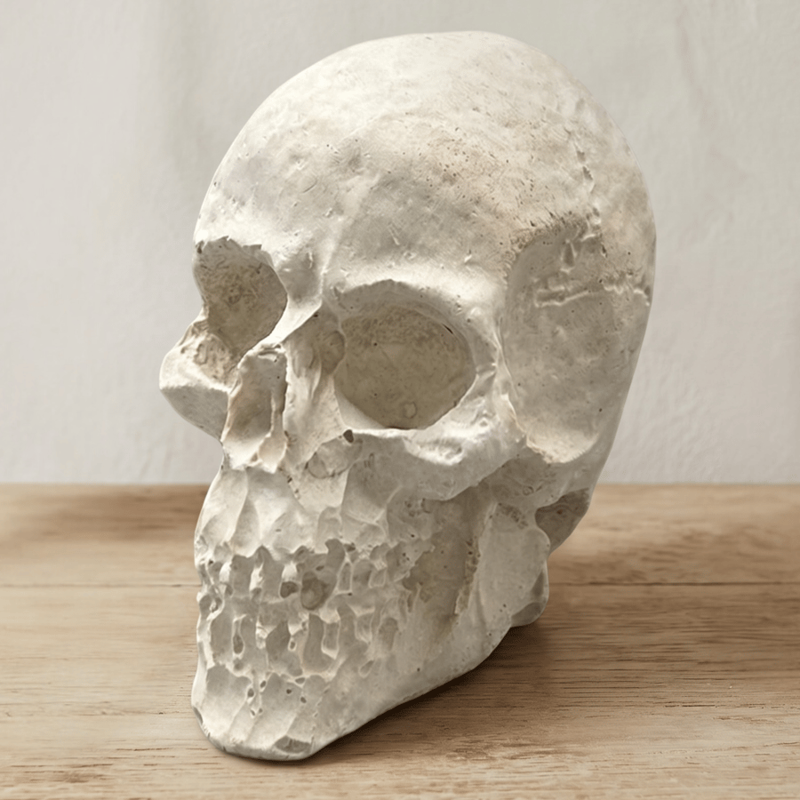 Tiny Concrete Light Grey Skull - Halloween Decoration Suitable for Painting