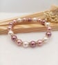 Pearl Bracelet - Pink Pearl Stretch Bracelet - Special Occasion 