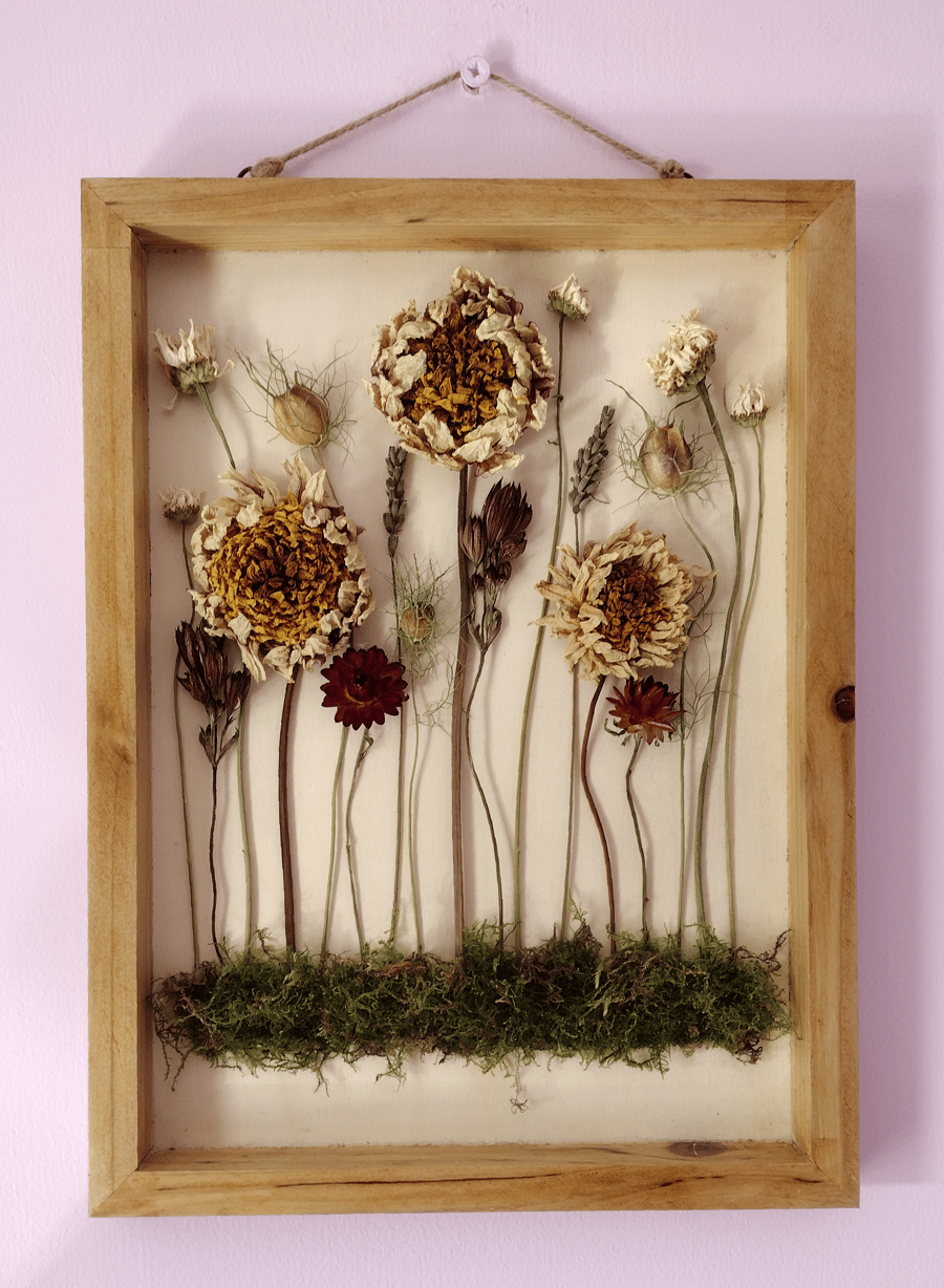 Dried flower wooden frame wall art