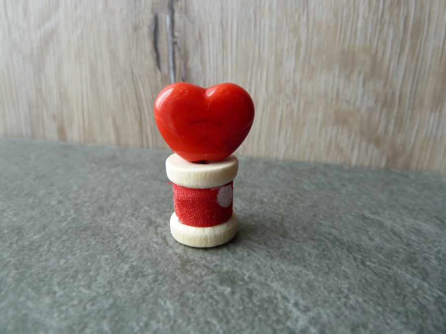 wooden spool with heart