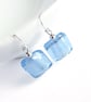 Pale Blue Fused Glass Earrings - Powder Blue Drop Earrings - Cornflower Blue - Image 4