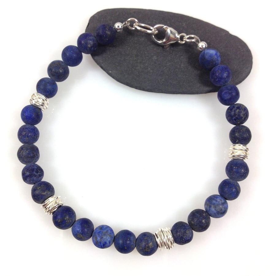 Lapis lazuli and silver bracelet