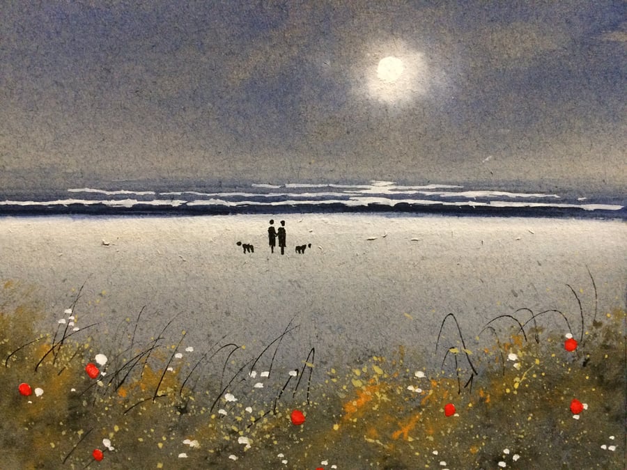 Original Watercolour ‘ Moonlight Beach by Stephen Allen