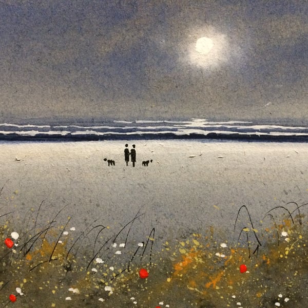 Original Watercolour ‘ Moonlight Beach by Stephen Allen