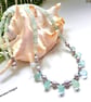 Designer Beryl, Freshwater Rice Pearls and Aquamarine Sterling Silver Necklace  - Image 1
