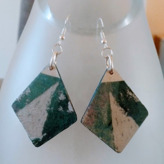 Geometric wood earrings