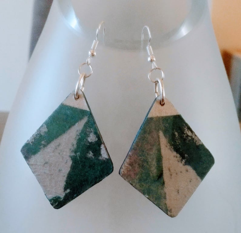 Geometric wood earrings