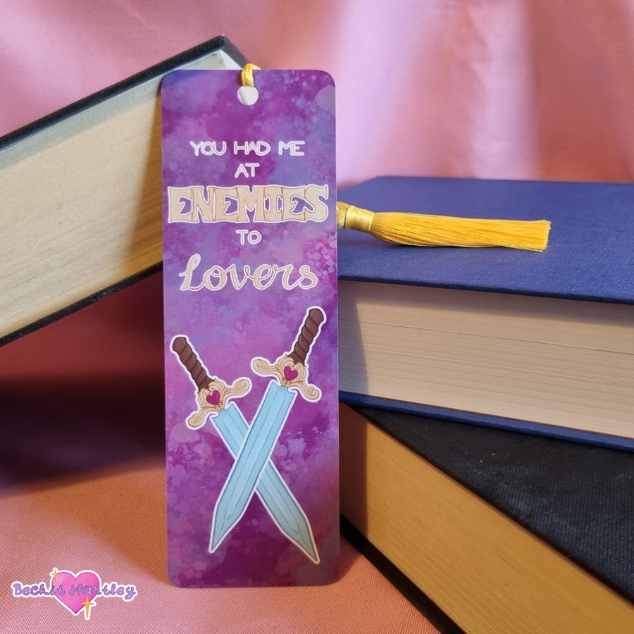 Enemies To Lovers Bookmark - Matte Bookmark With Tassel - Reading Accessories