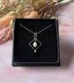 Silver Square & Pearl Pendant on 18" Diamond Cut Ball Chain - Handmade - Image 8
